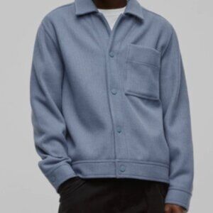 Mode of One Mens Long Sleeve Knit Trucker Jacket Blue Asphalt Size M